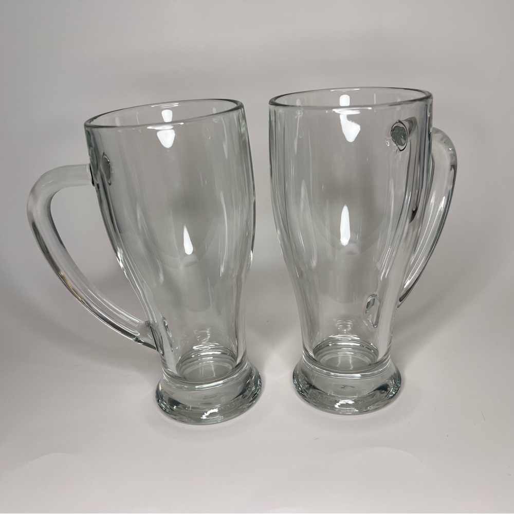 Pair of Libbey Clear Glass Beer Mugs USA